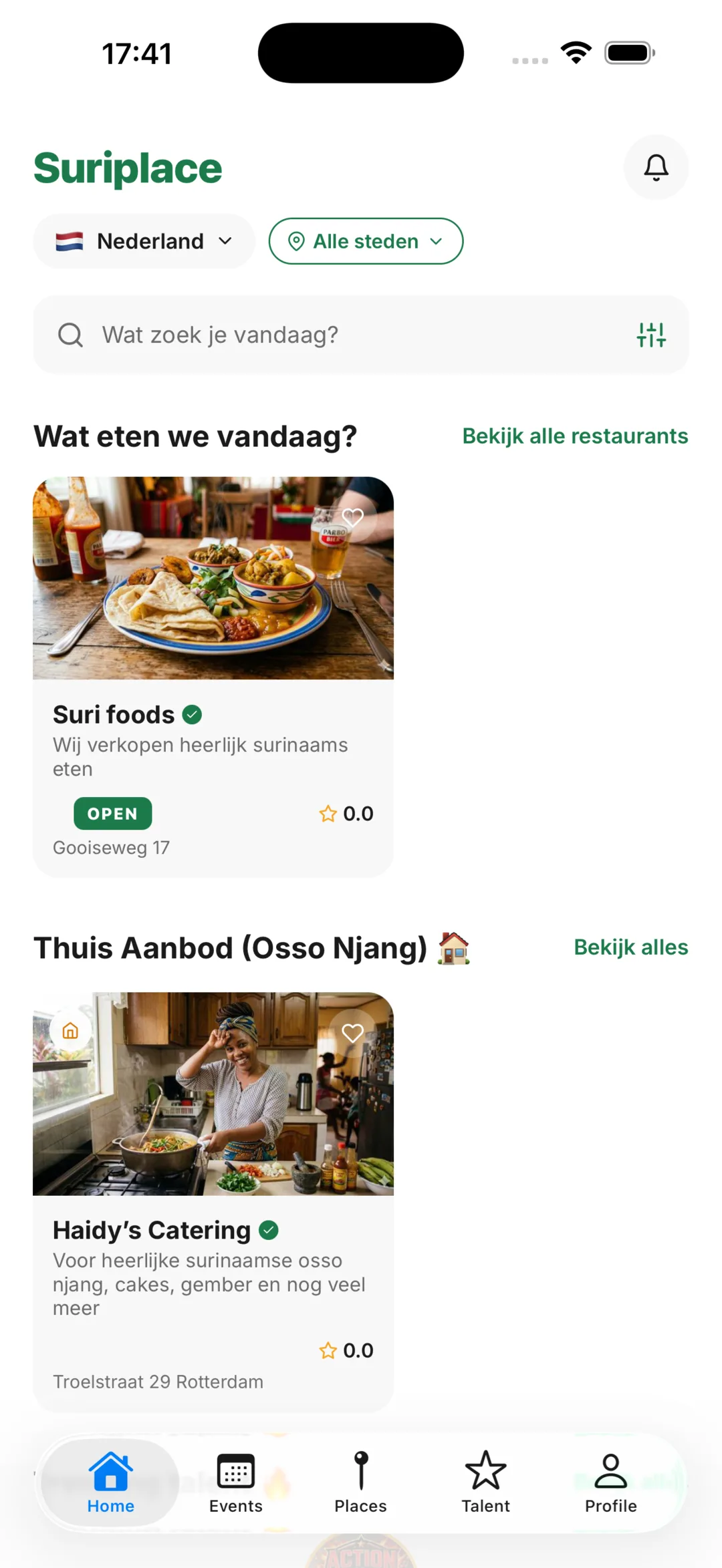 Suriplace app: restaurants en thuis-aanbod in jouw regio
